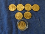 5 PRESIDENTIAL $1 COINS & $1 SACAGAWEA COIN