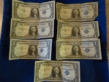 7 $1 DOLLAR BLUE NOTES 2 1957 2 1957A 3 1957B