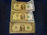 1976 AND 1995 $2 BILL 2003 $1 BILL