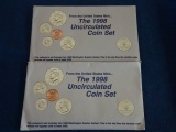 2 1998 UNCIRCULATED COIN SETS