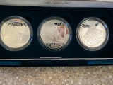 THE 1994 US VETERANS COMMEMORATIVE SILVER DOLLARS THREE COIN PROOF SET WITH