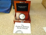 THE AMERICAN BUFFALO SILVER DOLLAR IN WOODEN DISPLAY