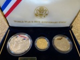 WORLD WAR II 50TH ANNIVERSARY COINS 1991-1995 COMMEMORATIVE THREE COIN PROO