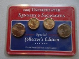 2003 UNCIRCULATED KENNEDY & SACAGAWEA SPECIAL COLLECTORS EDITION 4 COIN COL