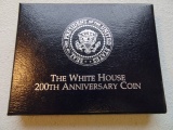 1992 WHITE HOUSE 200TH ANNIV COIN UNCIRCULATED SILVER DOLLAR WITH BOX & CER