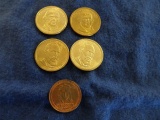 2 - THOMAS JEFFERSON $1 COINS 2 - JAMES GARFIELD $1 COINS 1 - SEARS NEW CEN