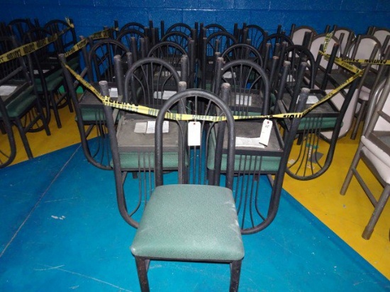 29 MTS BLACK FINISH SIDE CHAIRS WITH GREEN UPHOLSTERED SEATS