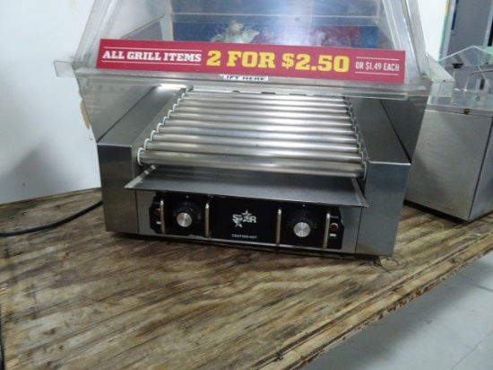 STAR HOT DOG ROLLER DUAL CONTROLS MODEL 25SX WITH SNEEZE GUARD INCLUDING ST