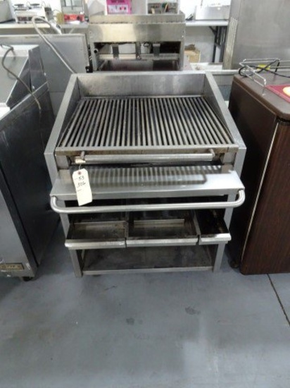 27" MAGIC KITCHEN CHAR BROILER 6 CONTROL IN SS CABINET ON CASTERS