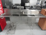 90 INCH SS POT SINK 3 TUB 2 DRYING BOARDS