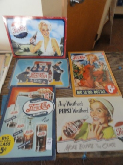 COLLECTION FIVE REPRODUCTION PEPSI ADVERTISING SIGNS