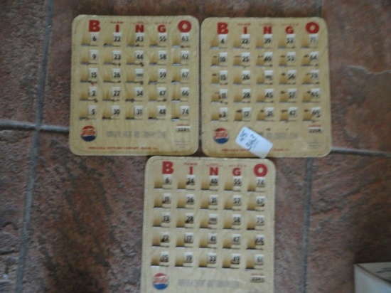 COLLECTION THREE BINGO CARDS FROM NORFOLK YACHT AND COUNTRY CLUB WITH PEPSI
