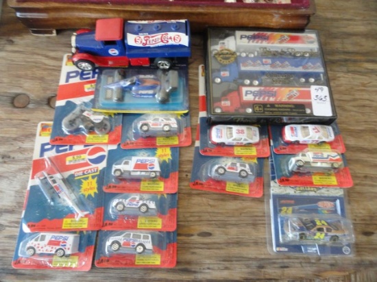 COLLECTION 17 PEPSI CARS TRUCKS TRACTOR TRAILERS MOTORCYCLES HELICOPTERS NE