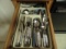 CONTENTS OF CABINET DRAWER TO INCLUDE LARGE LOT OF FLATWARE AND LARGE LOT O