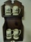 WALL MOUNTED SHELF WITH FOUR ADKINS ENTERTAINMENT MUGS