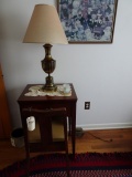 SEWING MACHINE TABLE WITH LAMP CHAIR AND PUZZLE PICTURE