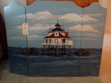 HAND PAINTED SCREEN OF LIGHTHOUSE BY PAT KRAFT