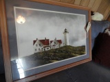 LIGHTHOUSE PRINT APPROX 34 X 24 IN FRAME