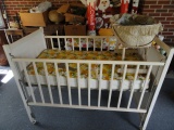 BABYLINE CRIB WITH SOME DAMAGE AND BASSINET