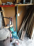 CORNER LOT INCLUDING GARDEN TOOLS SPRAYERS CLOTHES LINE HAND TRUCK AND GARB