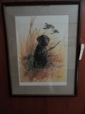 FRAMED PRINT OF BLACK LAB TITLED CHIEF OF MARSHLAND SIGNED BY RJ MCDONALD 1