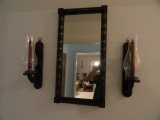 HALL MIRROR WITH TWO MATCHING CANDLE HOLDERS