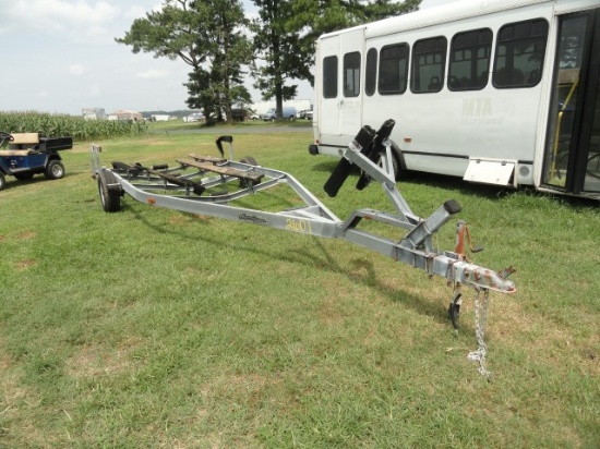 #2601 HURRICANE BOAT TRAILER APPROX 25' NO TITLE SINGLE AXLE BUNK AND ROLLE