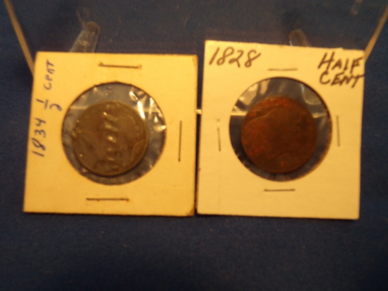 1828 & 1834 HALF CENTS