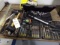 LOT OF TOOLS DRILL BITS SOCKETS WRENCHES TAPE MEASURE AND MORE