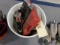 BUCKET FULL TOOLS INCLUDING CRAFTSMAN HAMMER HEAD AUTO HAMMER WRENCHES PLYE