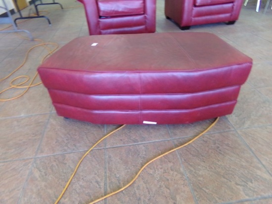 RED LEATHER OTTOMAN