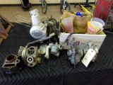 LOT OF MOTORCYCLE/4 WHEELER PARTS CARBUERATERS AND MANTERRA TRANSMISSION AN