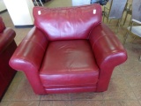 OVERSTUFFED RED LEATHER CHAIR BY COIL AND CORE SUPERIOR SEATING FOUNDATION