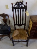 JACOBEAN STYLE SIDE CHAIR RUSH SEAT HAS DAMAGE