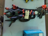 LOT OF C CLAMPS SCISSOR CLAMPS AND BAR CLAMPS