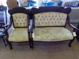 VICTORIAN TWO PIECE SET ARM CHAIR AND SETTEE