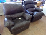 TWO LEATHER ROCKER RECLINERS