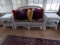 WICKER LOVE SEAT WITH TWO MATCHING END TABLES AND PILLOWS