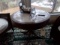 ROUND MARBLE TOP PEDESTAL TABLE WITH BROKEN LEG