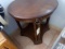 WALNUT ROUND TABLE APPROX 26 INCH TALL X 26 INCH ACROSS