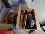 SEVERAL BOX LOTS TO INCLUDE POWER SPRAY SHOWER HEAD COFFEE CUPS COAT HANGER