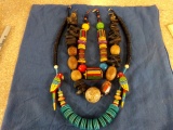 3 WOODEN CARVED NECKLACES