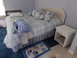 KING SIZE WICKER BED WITH TWO WICKER NIGHT STANDS INCLUDING LINENS
