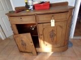 ANTIQUE SIDEBOARD MAHOGANY FINISH STRIPPED IN NEED OF REPAIR APPROX 3 1/2 F