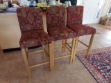 THREE BAR STOOLS UPHOLSTERED IN HERIZ STYLE