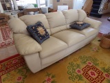 SET OF LEATHER SOFA WITH MATCHING LOVE SEAT BEIGE