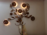 BRASS COLOR WALL HANGING FLORAL DESIGN WITH LIGHTS