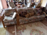 RATTAN SET SOFA WITH MATCHING ARMCHAIR