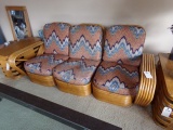 RATTAN NATURAL FINISH THREE PIECE SOFA PAUL FRANKEL PRETZEL RATTAN