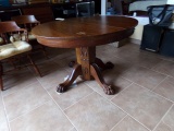 OAK CLAW FOOT TABLE APPROX 46 INCH ACROSS